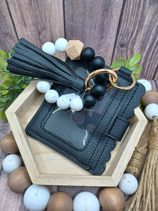 PREORDER - White Beaded Wristlet, Wallet, & Tassel Set