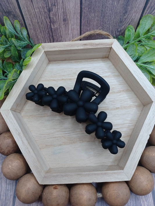 Black Flower Jaw Clip