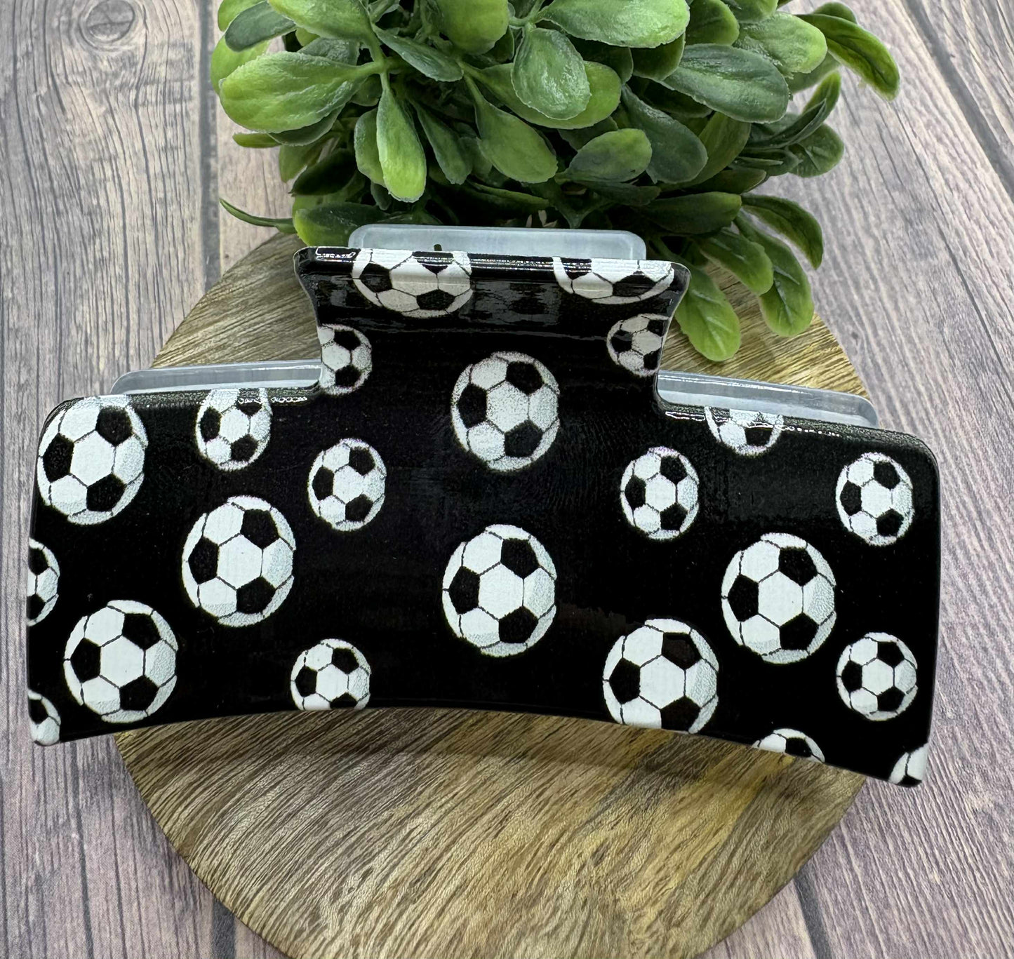 Black Soccer Hair Claw Clip