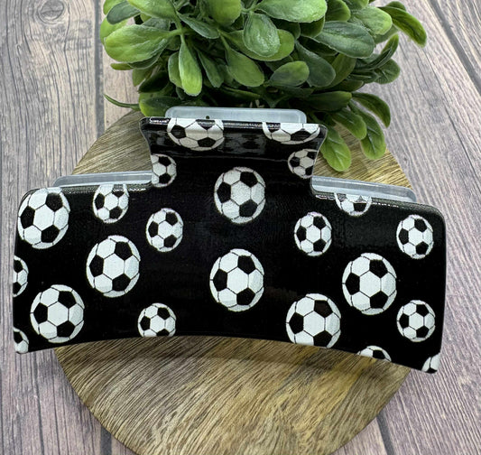 Black Soccer Hair Claw Clip