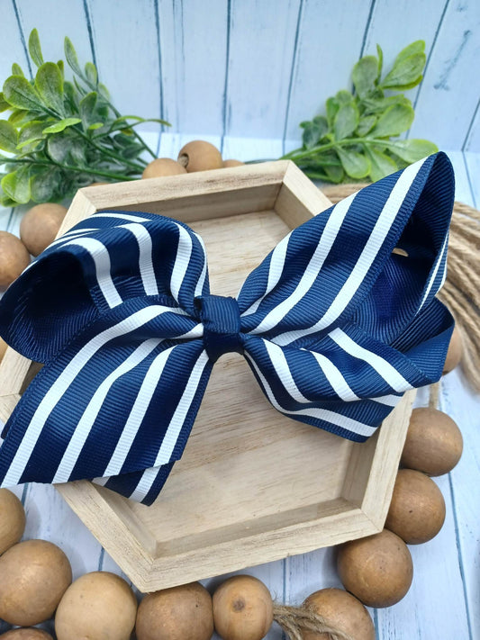 Dark Blue & White Striped Hair Accessory