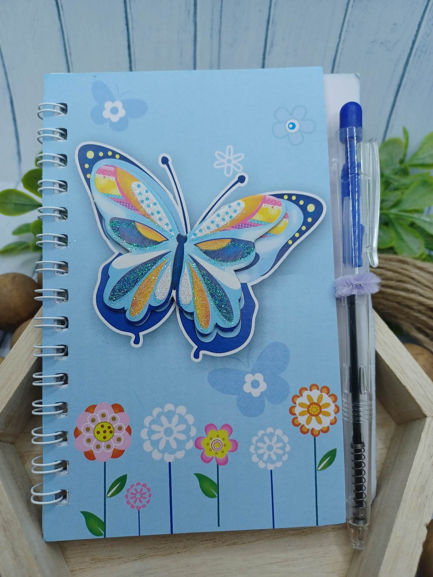 Blue Butterfly Notebook w/ Ink Pen