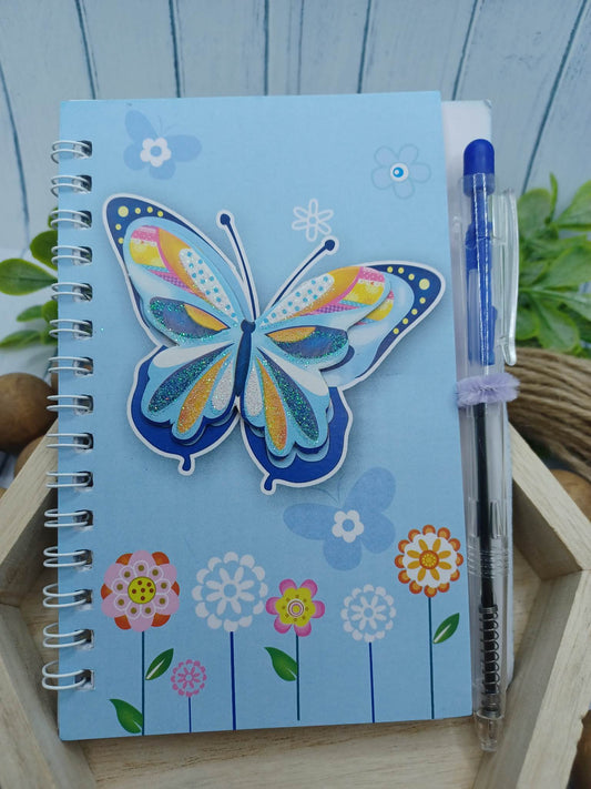 Blue Butterfly Notebook w/ Ink Pen