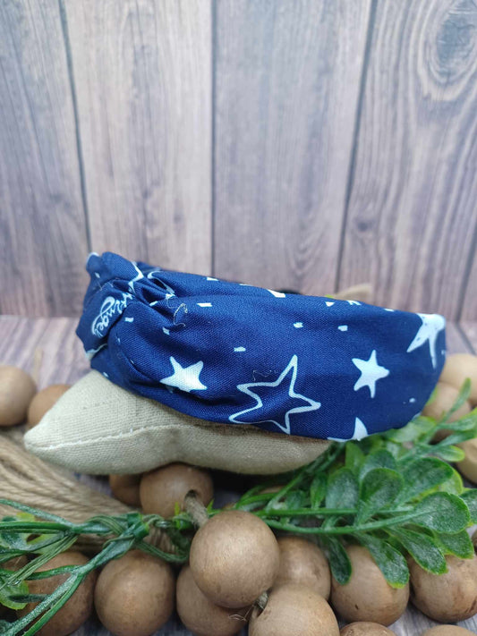 Blue Star Patterned Headband w/ Top Knot