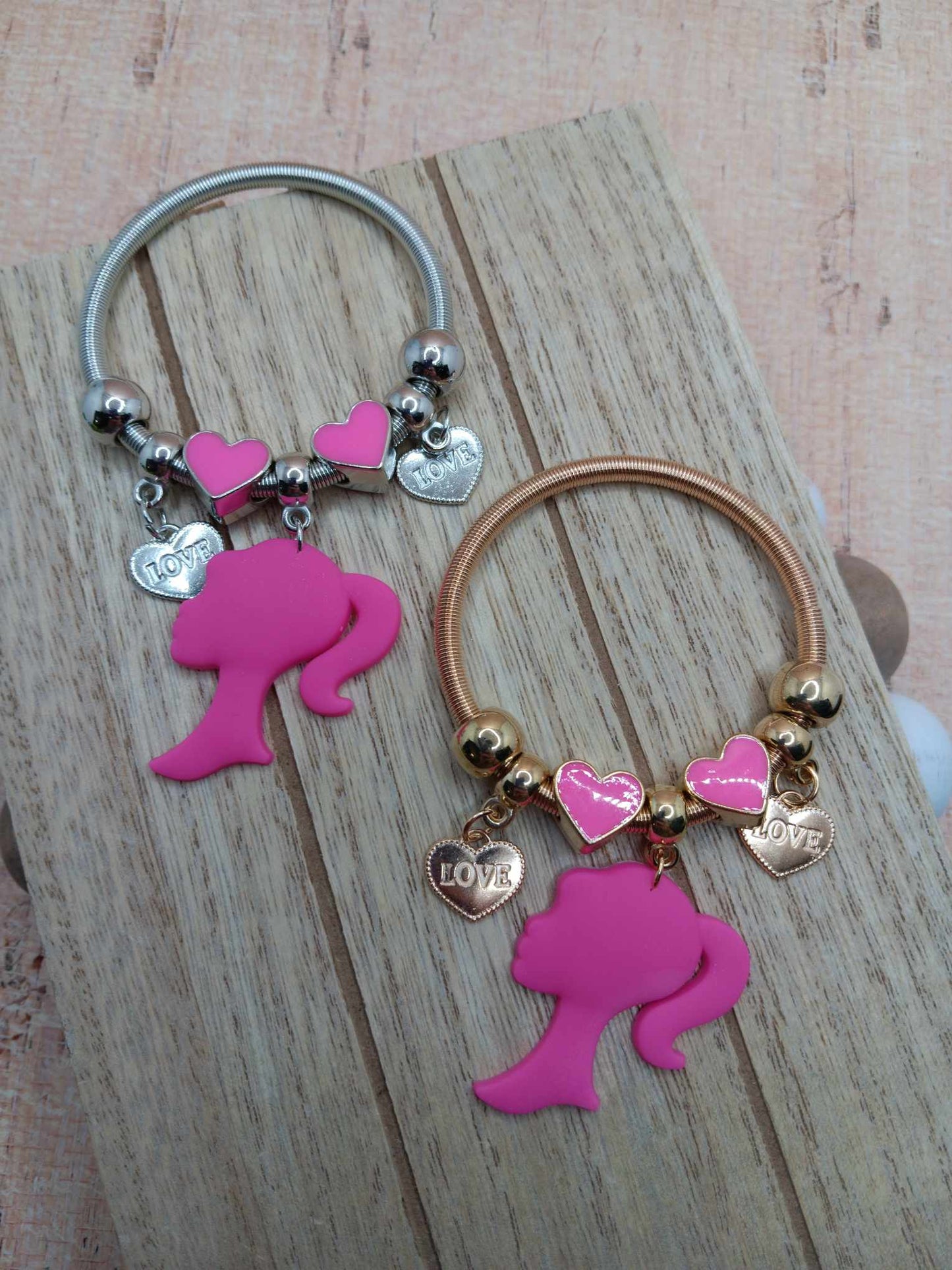 Pink Doll Bracelet - Silver