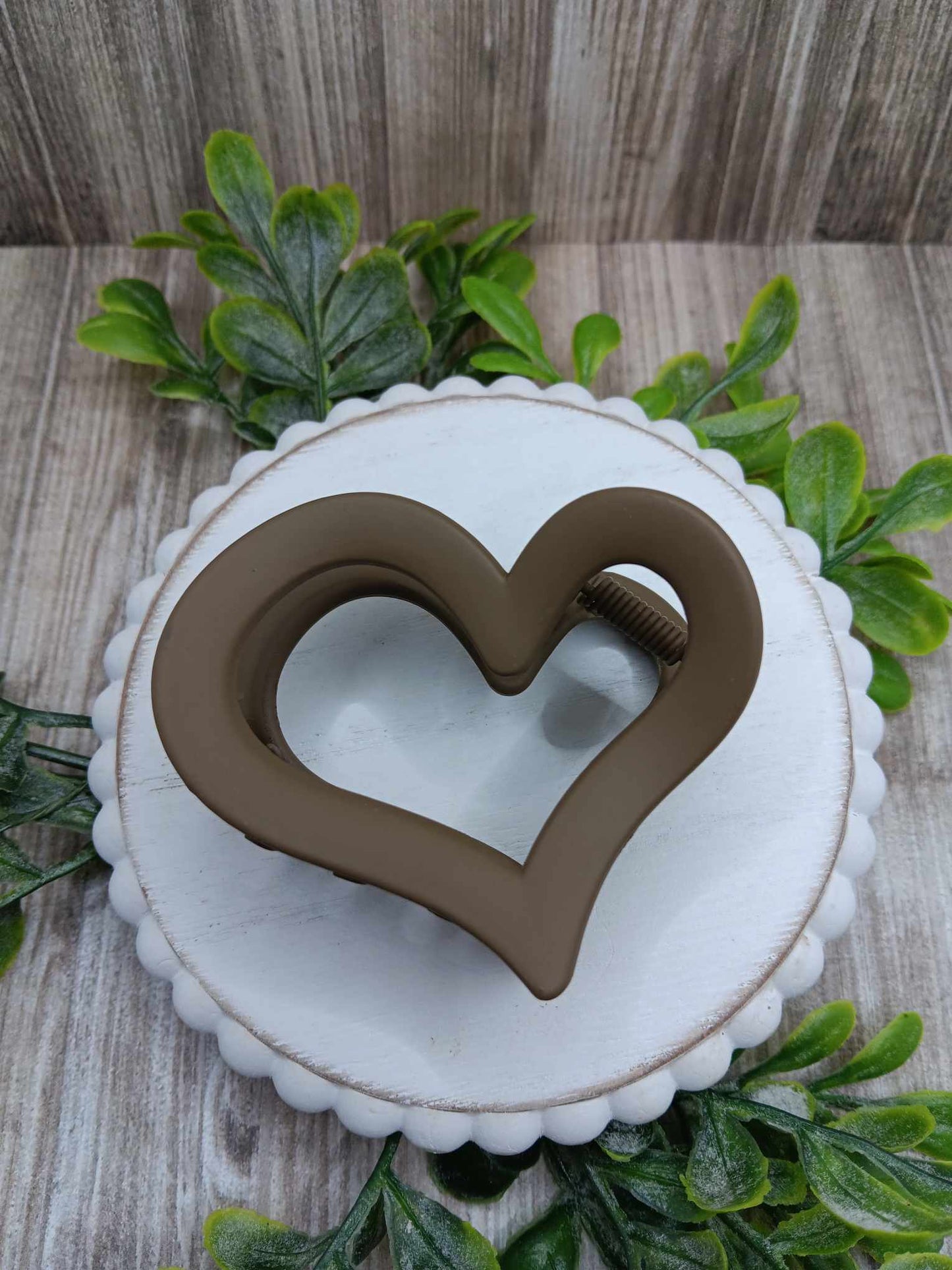 Brown Heart Hair Claw Clip