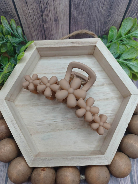 Brown Flower Jaw Clip