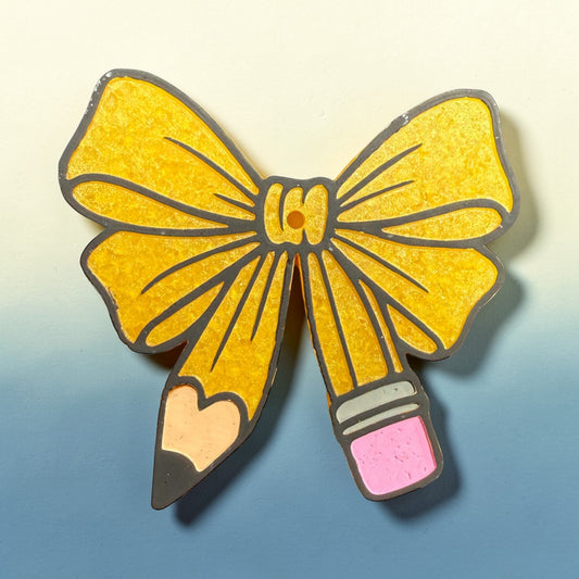 INSTOCK - Teacher Pencil Themed Bow Freshie - Scented in Butt Naked