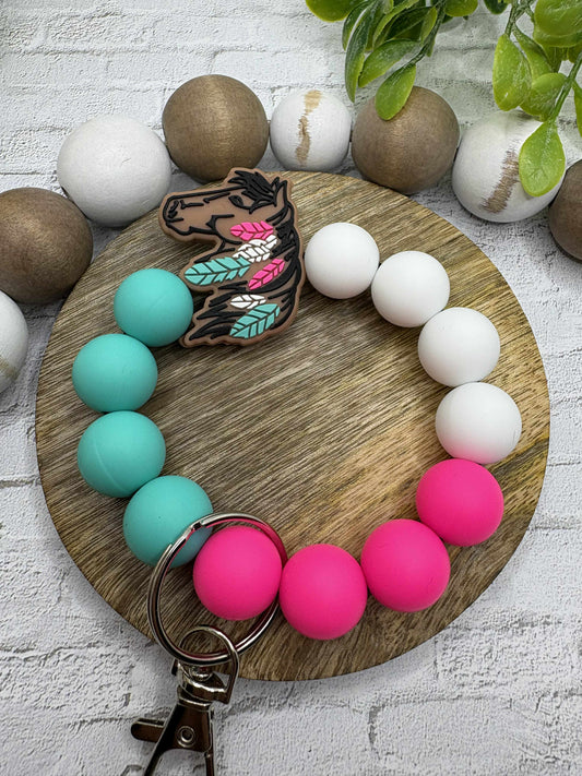 Horse Beaded Wristlet Keychain