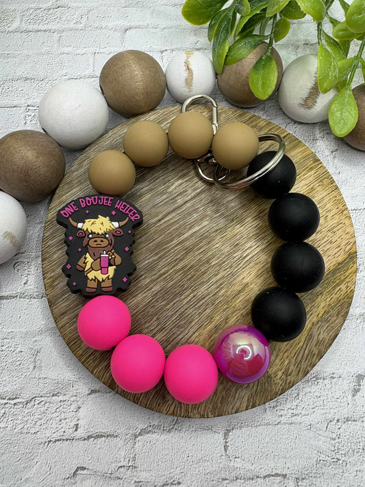 Boujee Heifer Beaded Wristlet Keychain
