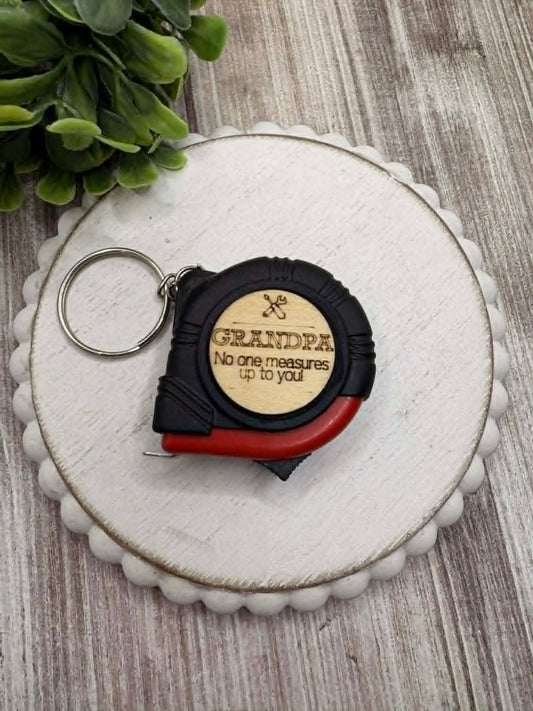 Red Grandpa Tape Measure Keychain