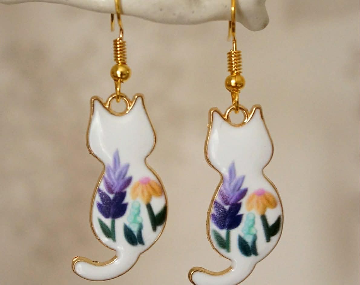 Cat Floral Earrings