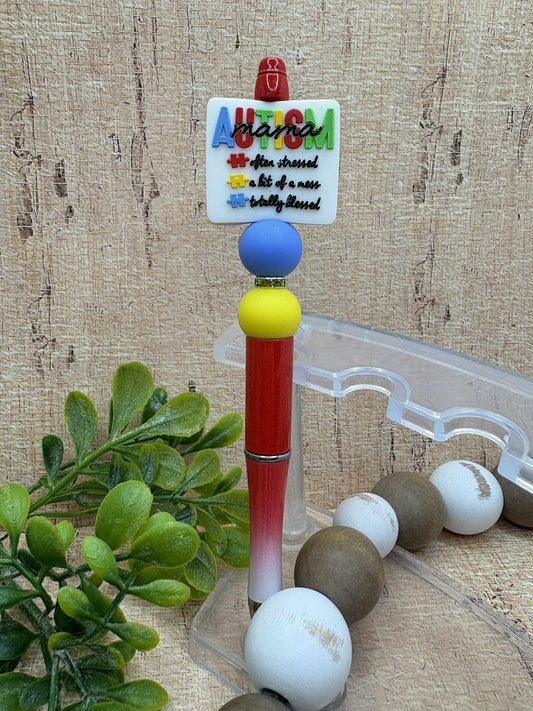 Autism Mama Beaded Ink Pen
