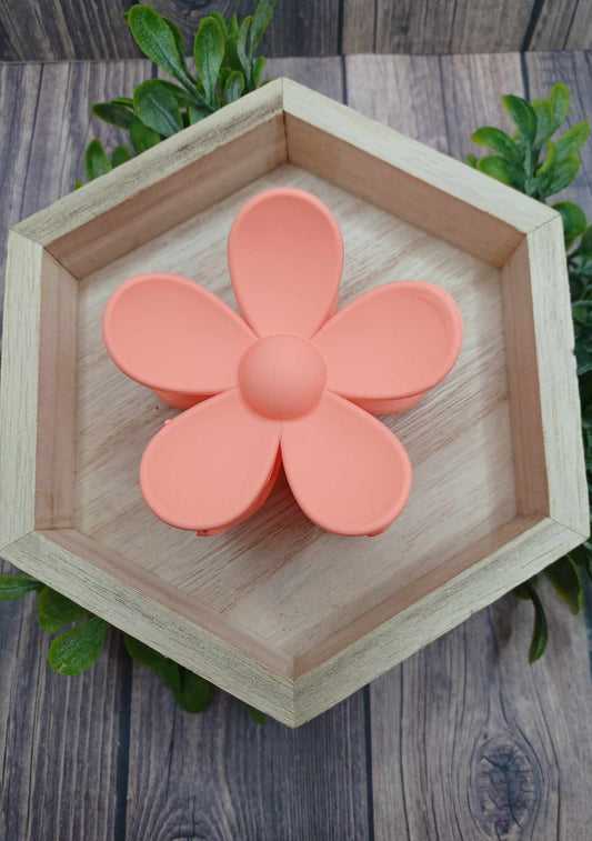 Coral Flower Hair Claw Clip