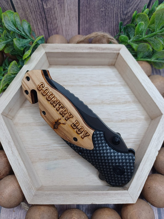 PREORDER - Country Boy Engraved Utility Knife
