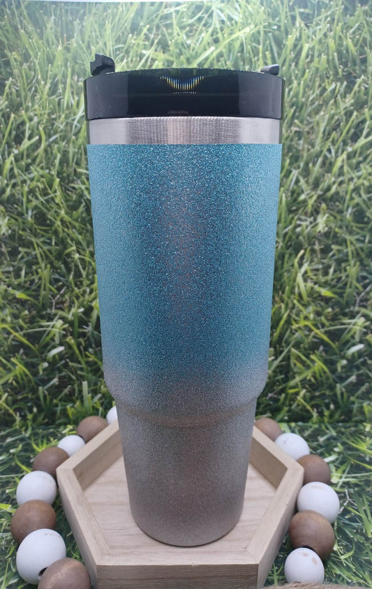 Blue & Silver Glitter Tumbler - 30 oz Double Walled