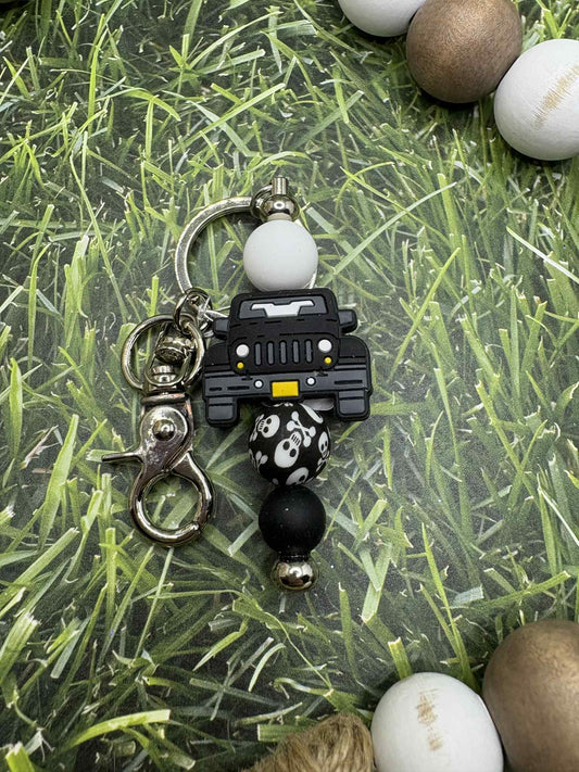 Black Truck Beaded Keychain