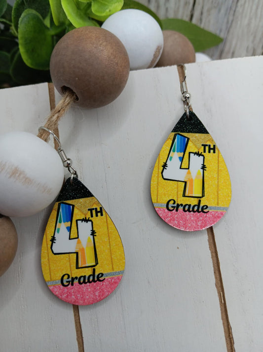 4th Grade Pencil Design Earrings