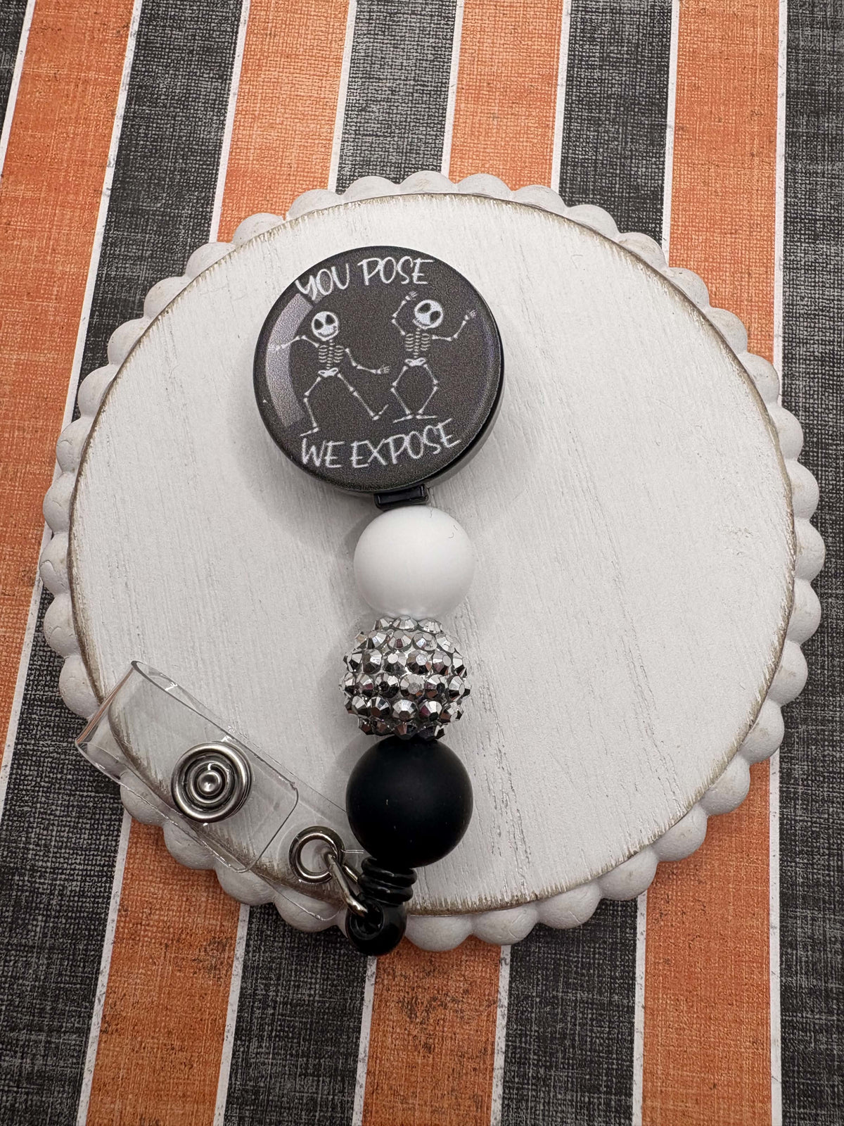 You Pose X-Ray Themed Beaded Badge Reel