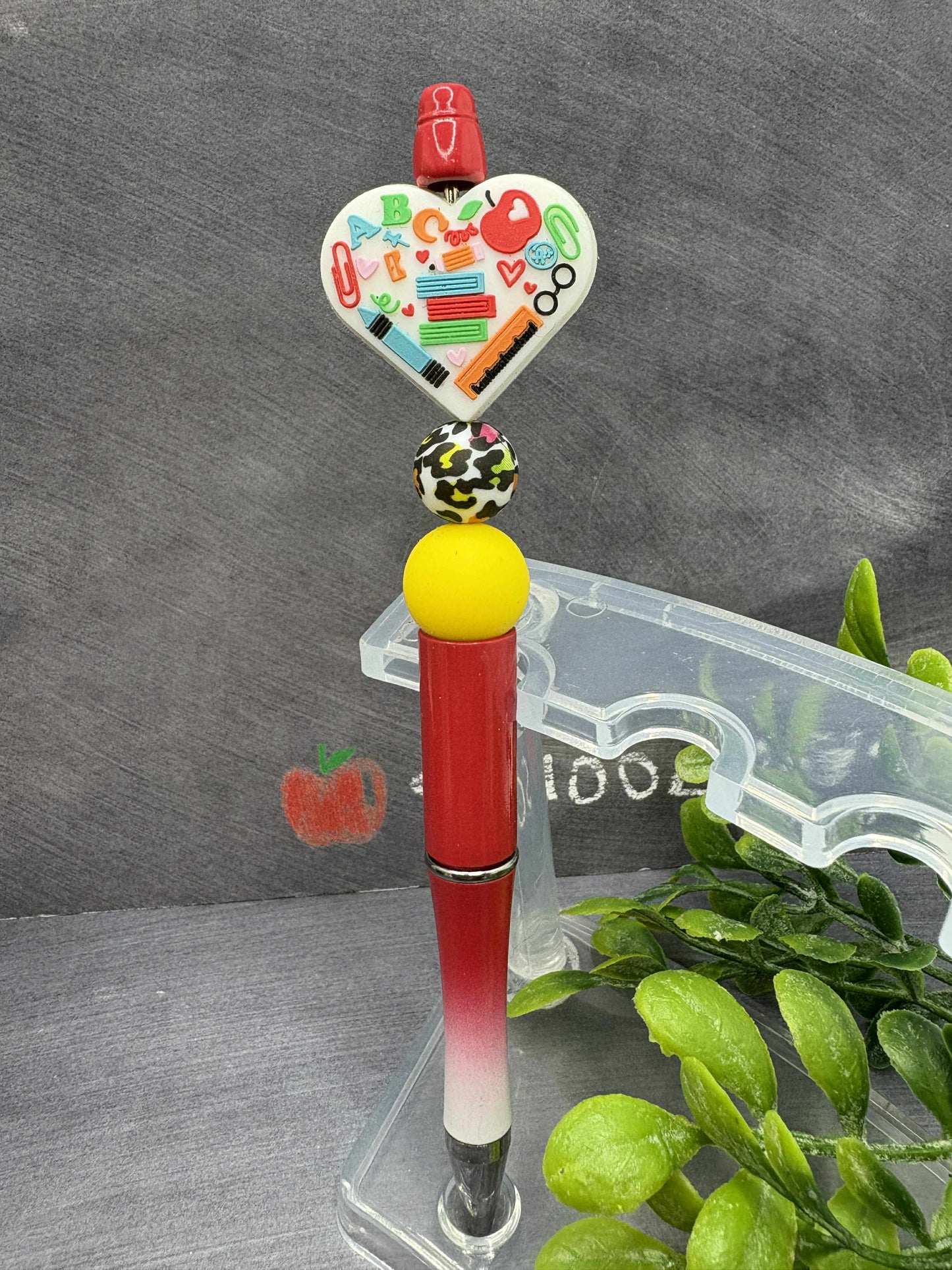 Teacher Heart Beaded Ink Pen