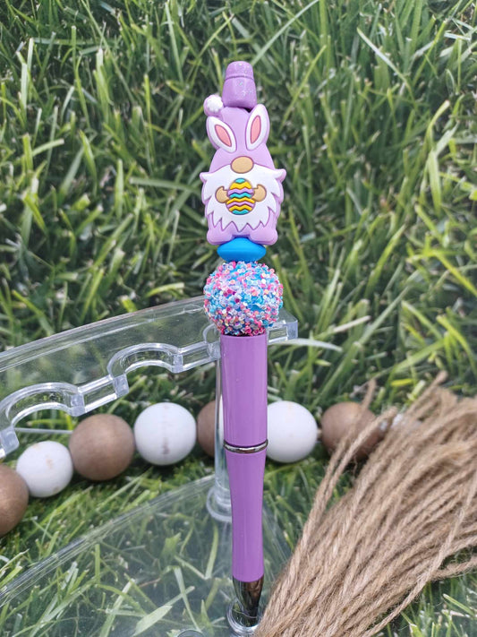 Purple Easter Gnome Beaded Ink Pen
