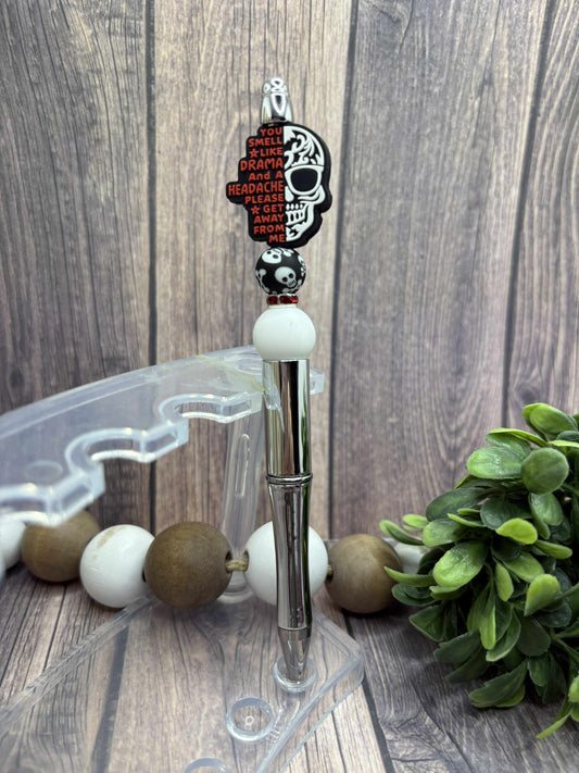 Drama Skull Beaded Ink Pen