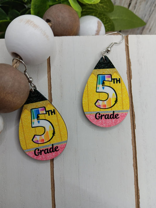 5th Grade Pencil Design Earrings