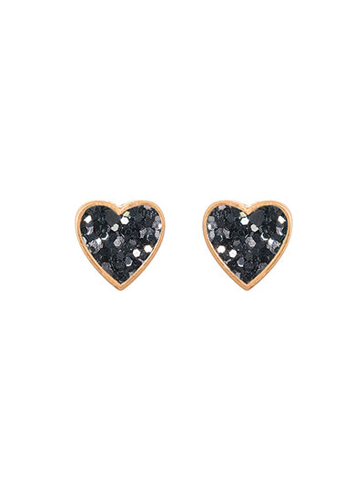 Black Glitter Heart Earrings