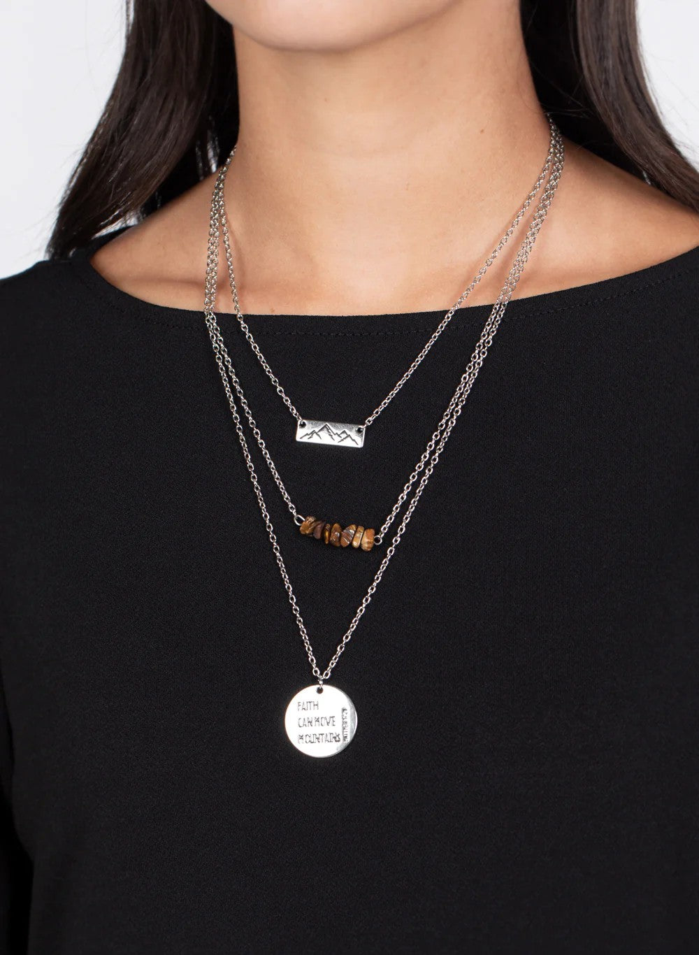 Faith can Move Mountains Layered Necklace