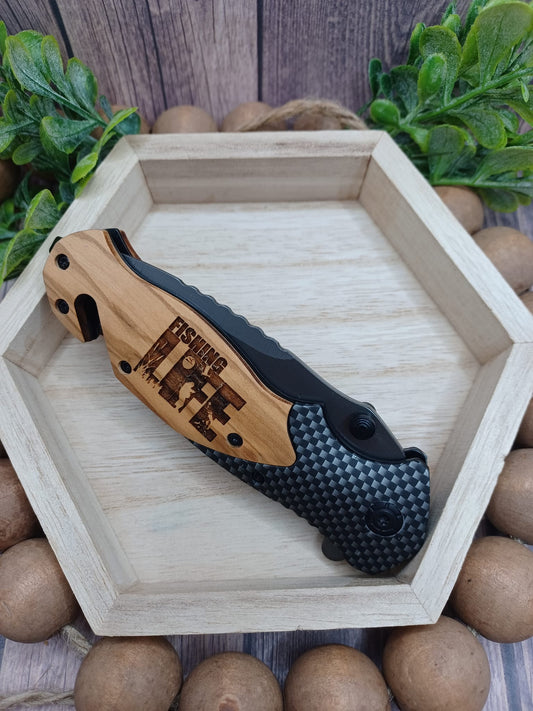 PREORDER - Fishing Life Engraved Utility Knife