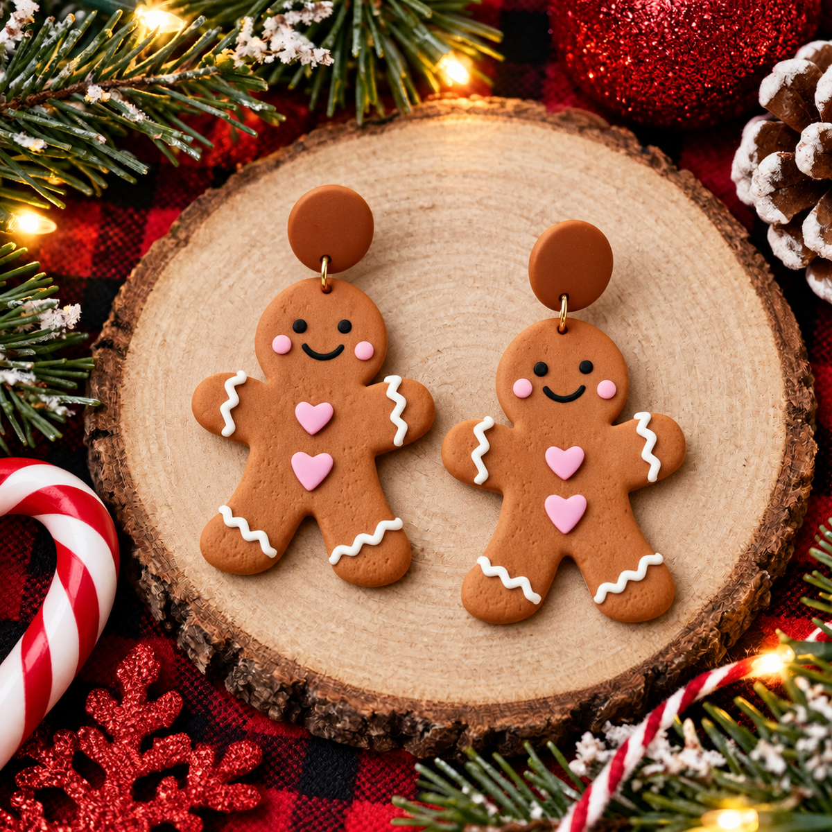 Clay Style Gingerbread Man Earrings