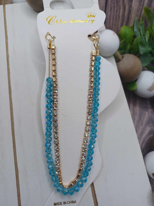 Gold & Blue Double Layered Anklet