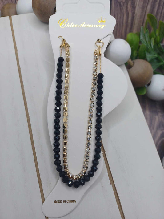Gold & Black Double Layered Anklet