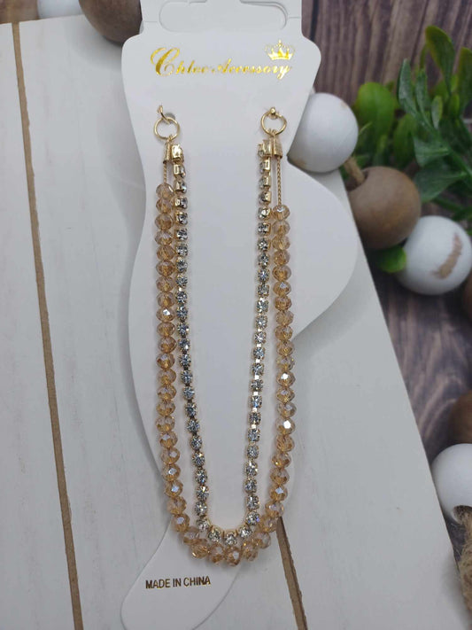 Gold & Champagne Double Layered Anklet