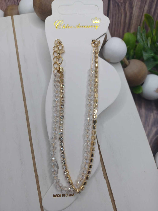 Gold & Clear Double Layered Anklet