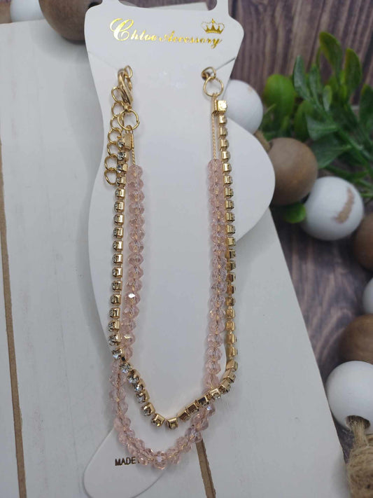 Gold & Pink Double Layered Anklet