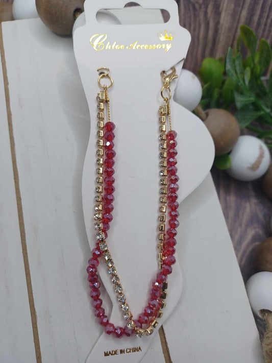 Gold & Red Double Layered Anklet