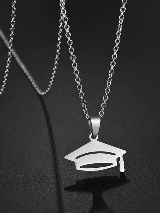 Silver Graduation Cap Necklace