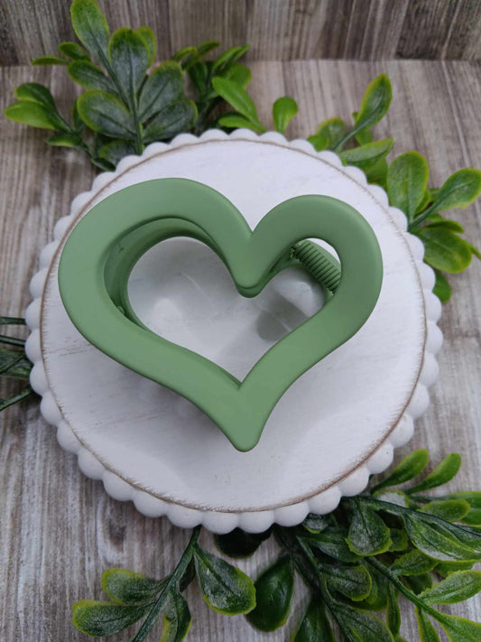 Green Heart Hair Claw Clip