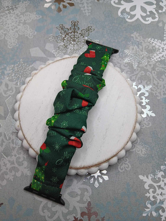 Green Christmas Scrunch Watch Band Accessory - 42/44/45/49