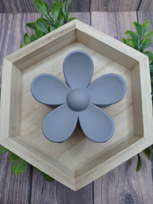 Grey Flower Hair Claw Clip