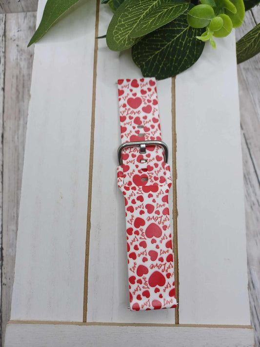 Red Heart Watch Band - fits 22MM
