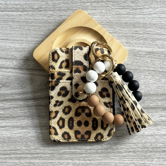Leopard Beaded Wristlet Wallet