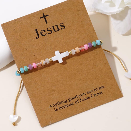 Multicolored Beaded Jesus Bracelet