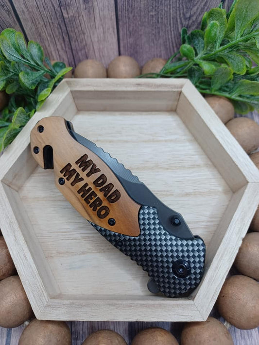 PREORDER - My Dad My Hero Engraved Utility Knife