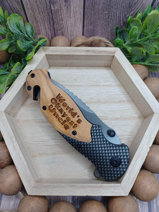 PREORDER - World's Okayest Uncle Engraved Utility Knife