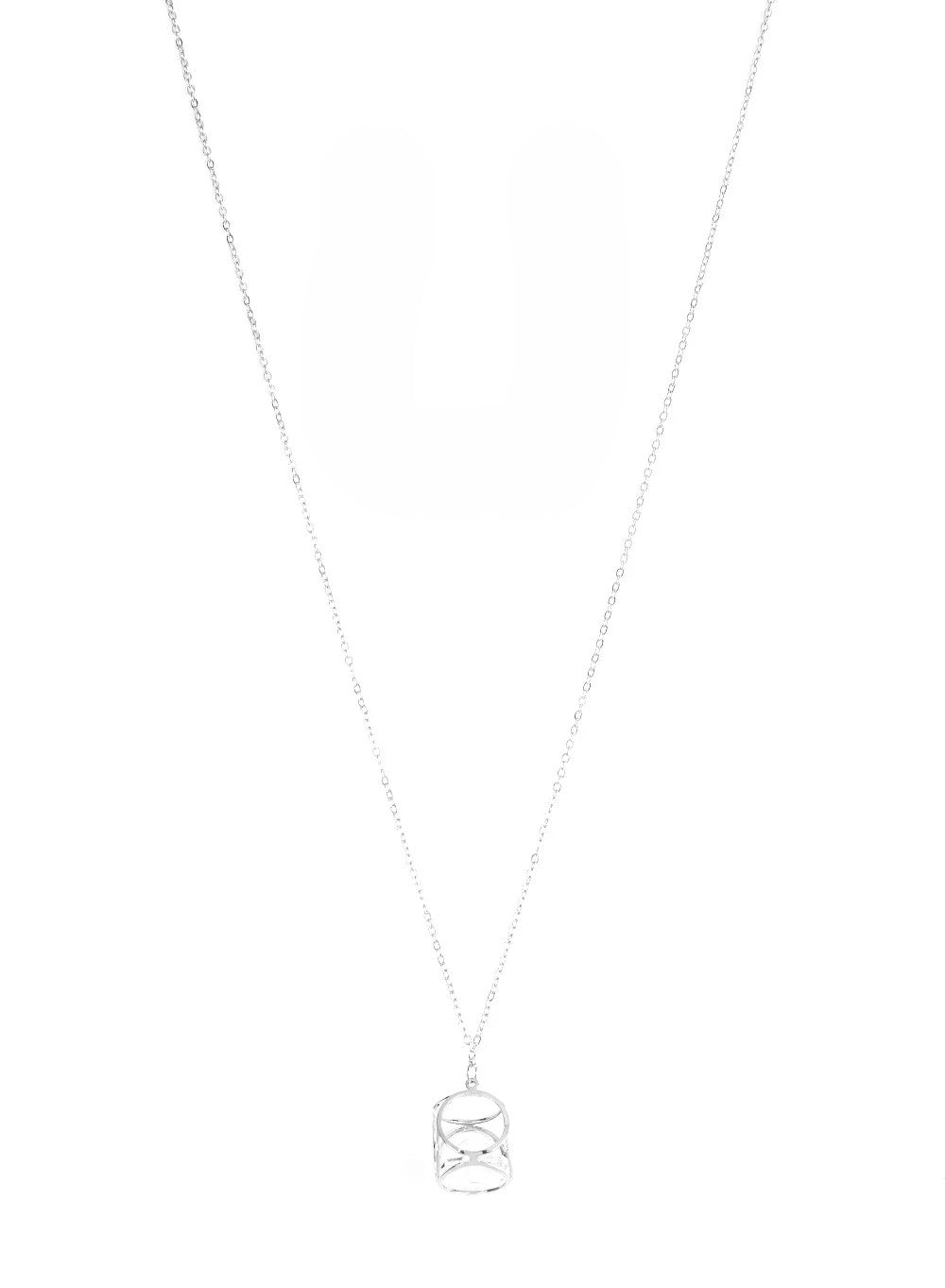 Silver Necklace w. Rhinestone Pendant