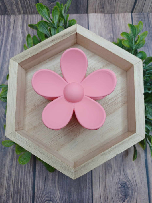 Pink Flower Hair Claw Clip