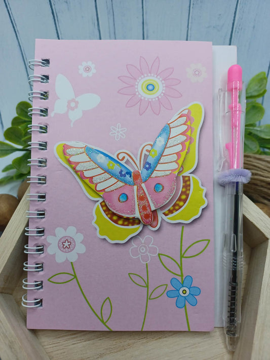 Pink Butterfly Notebook w/ Ink Pen