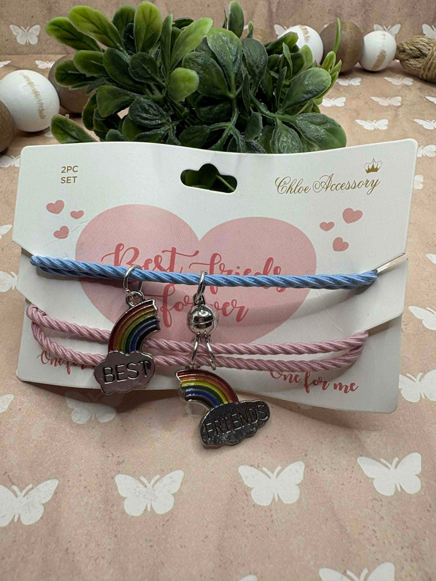 BEST FRIEND Bracelet Set - Pink & Blue